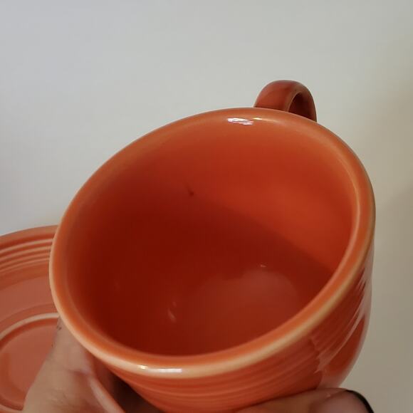 Fiestaware Small 6 Oz mug and matching saucer Set of 2 **one small chip - Picture 4 of 10